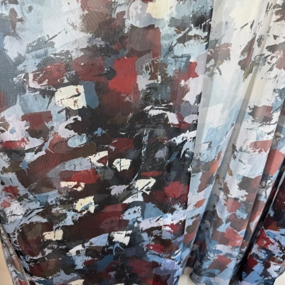 Le Galireste Sheer Lagenlook Kimono Duster Abstract Print Art To Wear One Size - Picture 4 of 12